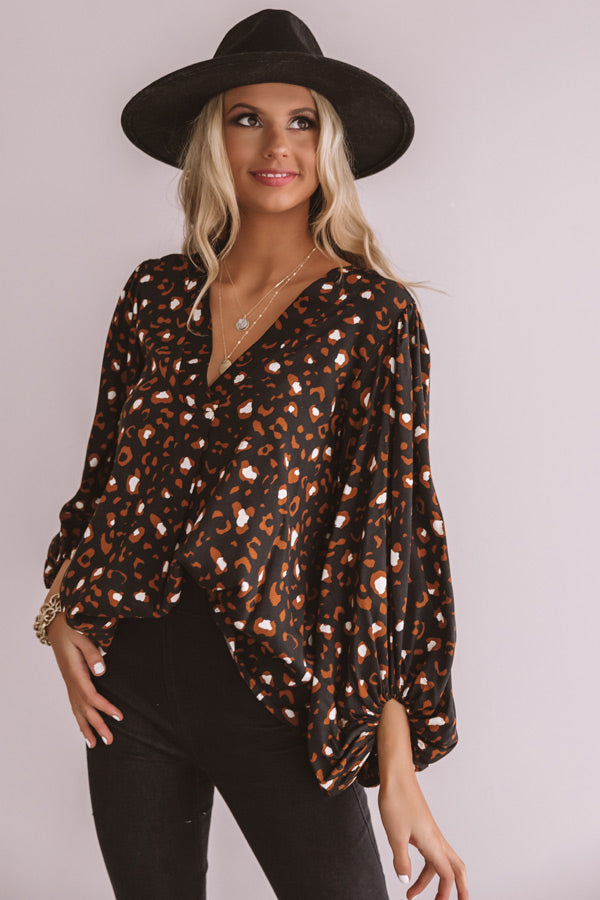 Pretty And Posh Leopard Shift Top In Black Image - 4