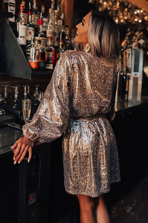 Run The Show Snake Print Sequin Dress – Impressions Online Boutique