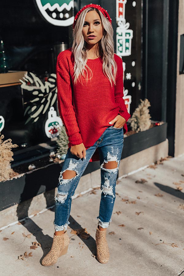 Holiday Feels Knit Sweater in Red Image - 5