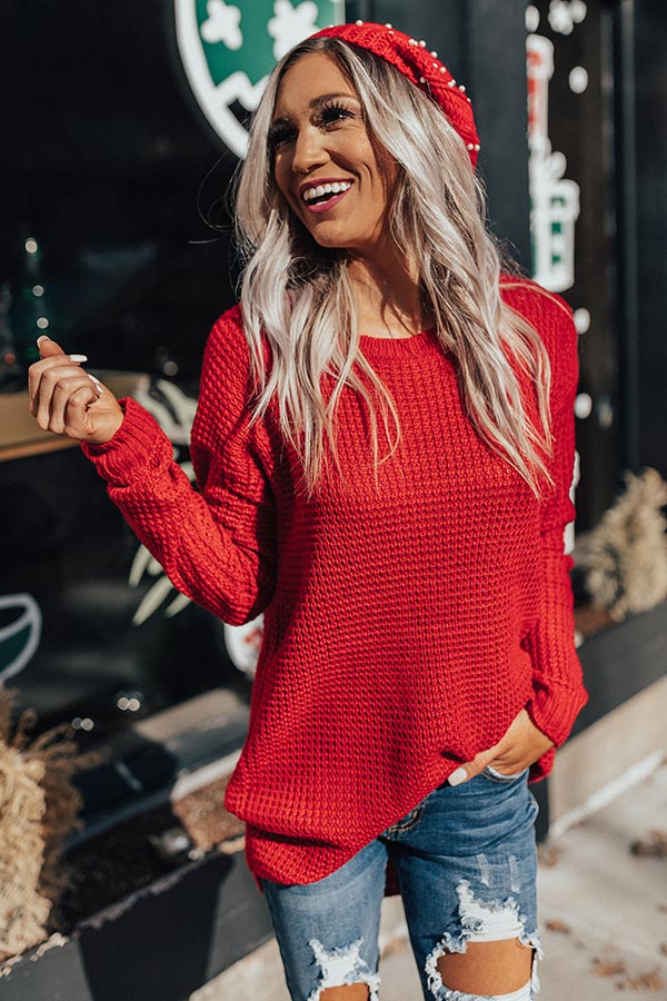 Holiday Feels Knit Sweater in Red Image - 3