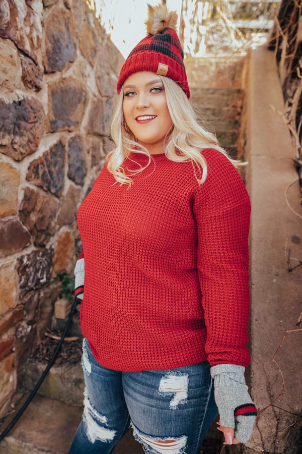 Holiday Feels Knit Sweater in Red Curves Image - 5