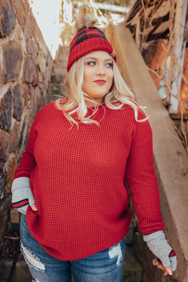 Holiday Feels Knit Sweater in Red Curves Image - 1