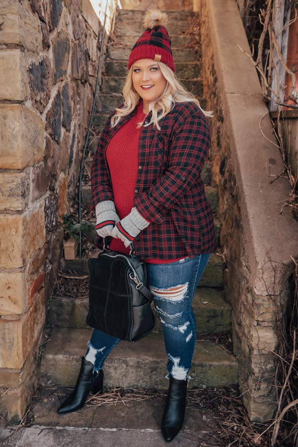 Holiday Feels Knit Sweater in Red Curves Image - 3