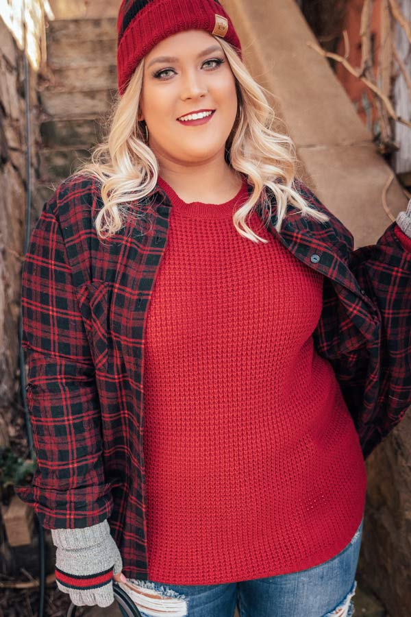 Holiday Feels Knit Sweater in Red Curves Image - 4