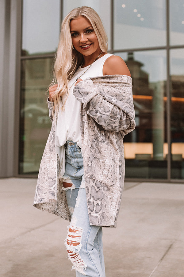 Got My Attention Snake Print Cardigan Image - 4