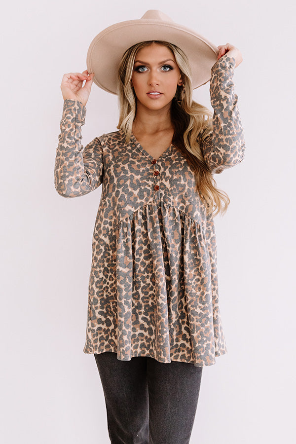 Fame Game Leopard Babydoll Top Image - 2