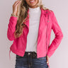 Savvy In The City Faux Suede Jacket In Hot Pink Image - 1