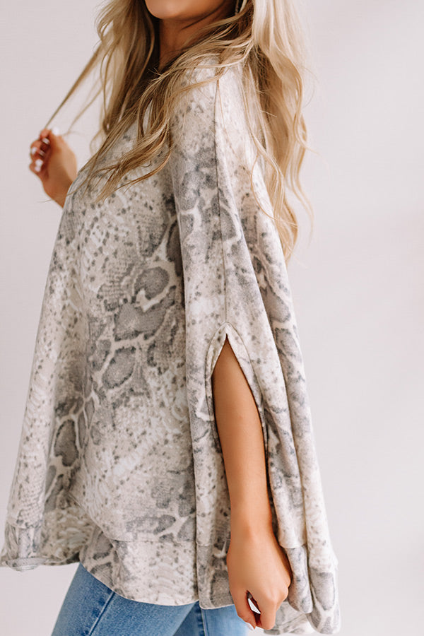 Got My Attention Snake Print Poncho Top Image - 4
