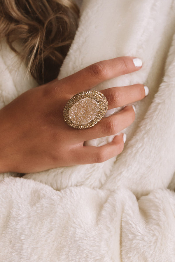 Glistening And Gorgeous Druzy Ring In Champagne Image - 1