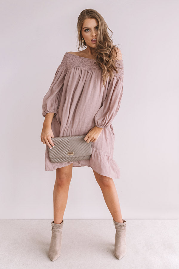 West Village Off Shoulder Dress In Dusty Purple Image - 2