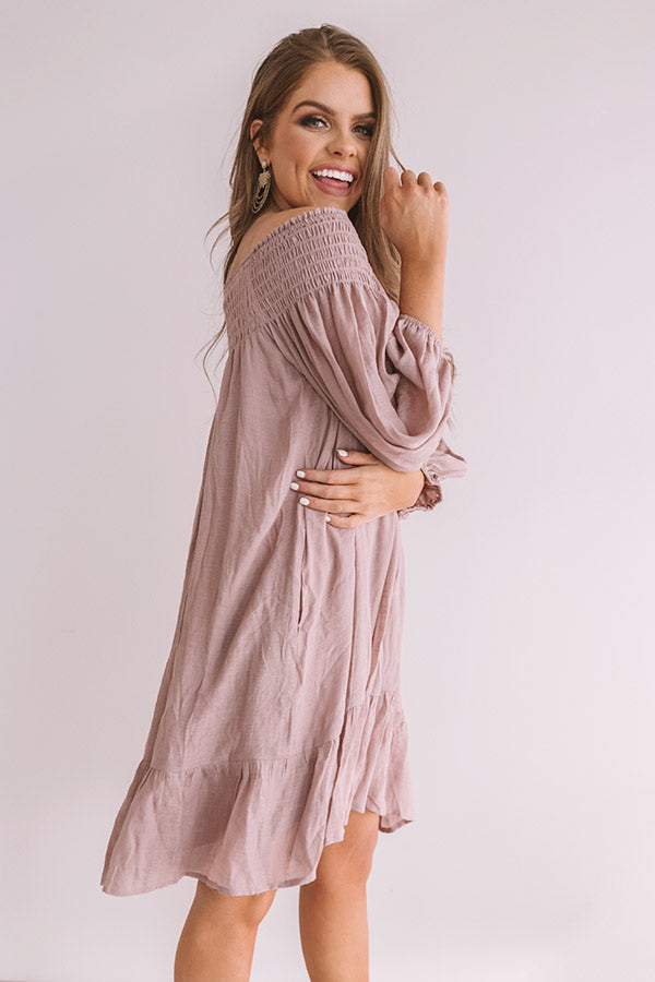 West Village Off Shoulder Dress In Dusty Purple Image - 4