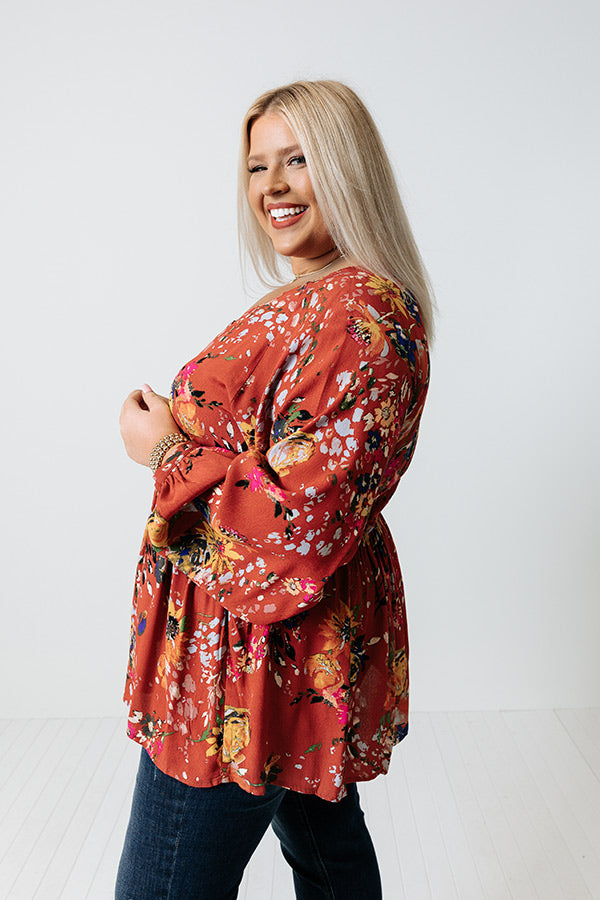 Date With Destiny Floral Babydoll Top In Aurora Red Curves Image - 4