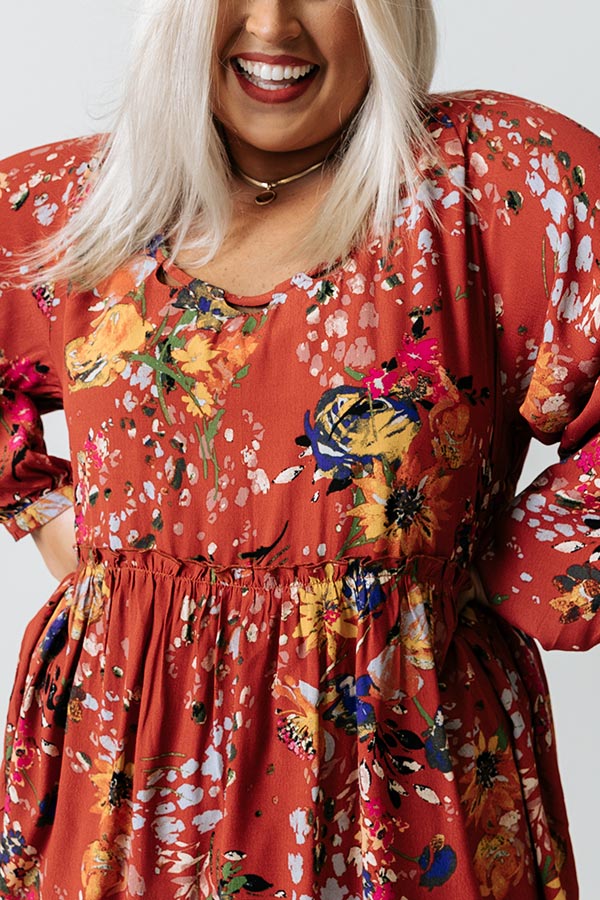 Date With Destiny Floral Babydoll Top In Aurora Red Curves Image - 3