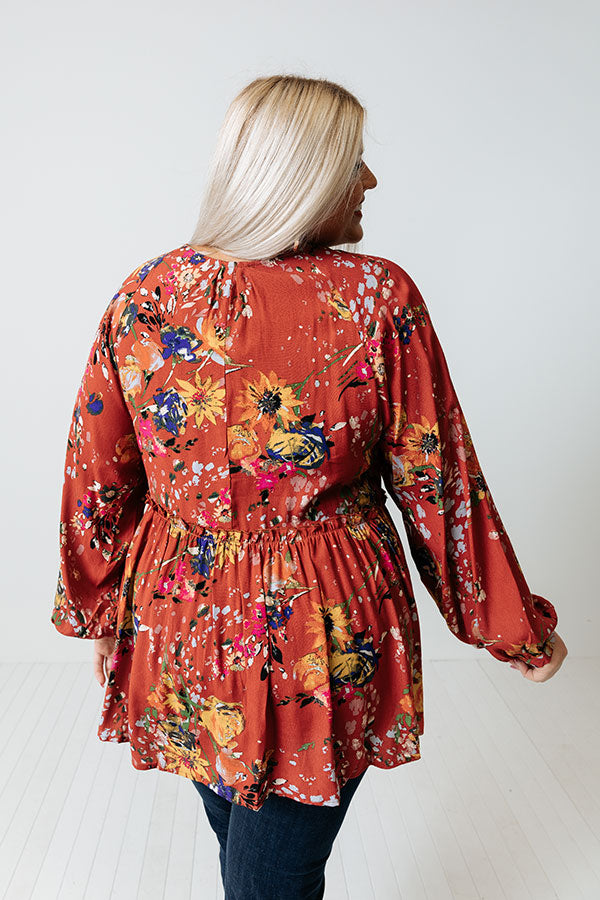 Date With Destiny Floral Babydoll Top In Aurora Red Curves Image - 5