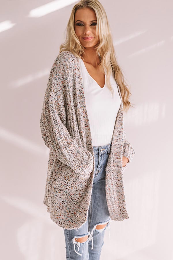 Snow Adorable Confetti Knit Cardigan In Grey • Impressions Online Boutique