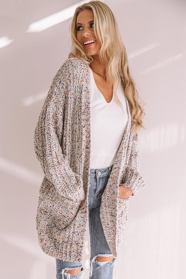 Snow Adorable Confetti Knit Cardigan In Grey • Impressions Online Boutique