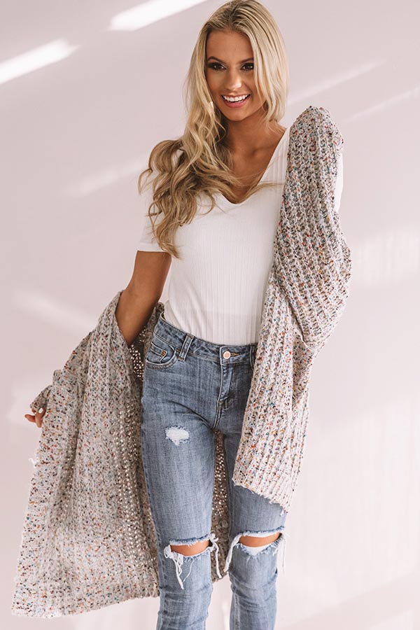 Snow Adorable Confetti Knit Cardigan In Grey • Impressions Online Boutique