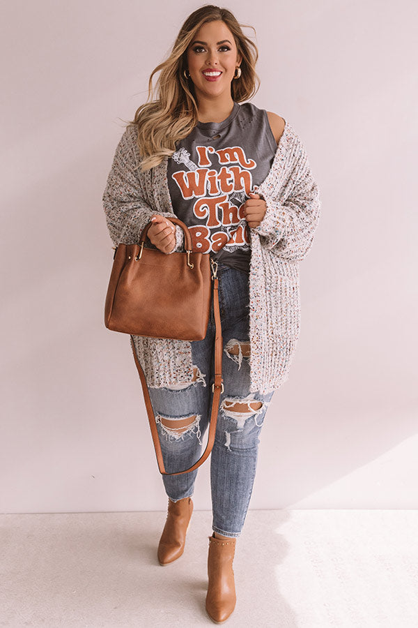 Snow Adorable Confetti Knit Cardigan In Grey Curves • Impressions