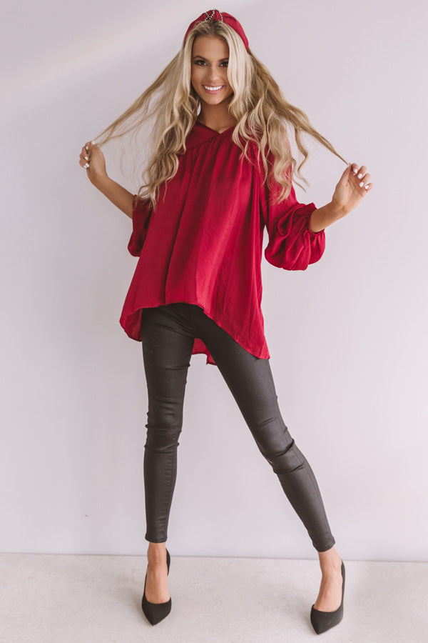 Chic On Speed Dial Satin Shift Top in Wine Image - 2