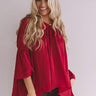 Chic On Speed Dial Satin Shift Top in Wine Image - 1