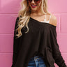 Your Dream Girl Waffle Knit Shift Top in Black Image - 1