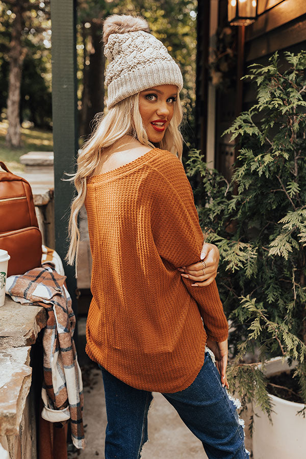 Your Dream Girl Waffle Knit Shift Top in Cinnamon • Impressions Online ...