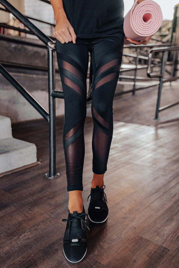Yoga And Chill Mesh High Waist Active Legging in Black Image - 1