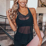 Raise The Barre Mesh Tank With Built In Sports Bra in Black Image - 1