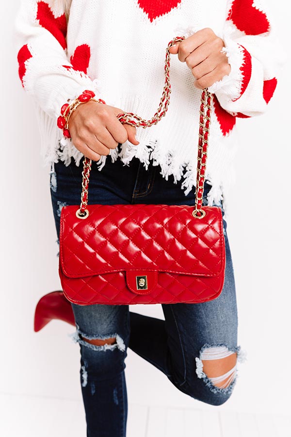 First Class Forever Quilted Crossbody In Red Image - 4