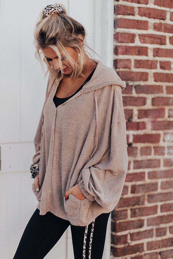 Warm Hugs Knit Hoodie In Iced Latte Image - 2