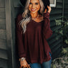 Your Dream Girl Waffle Knit Shift Top in Windsor Wine Image - 1