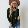 Your Dream Girl Waffle Knit Shift Top in Hunter Green Image - 1