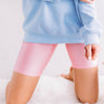 Think Happy Thoughts High Waist Biker Shorts in Pink Image - 1