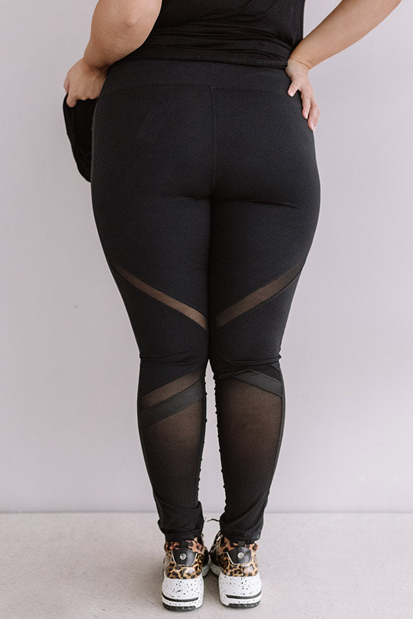 Yoga And Chill High Waist Mesh Active Legging in Black Curves Image - 4