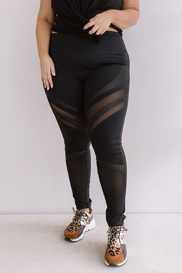 Yoga And Chill High Waist Mesh Active Legging in Black Curves Image - 2