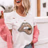Leopard Lips Distressed Boyfriend Tee In White Image - 1