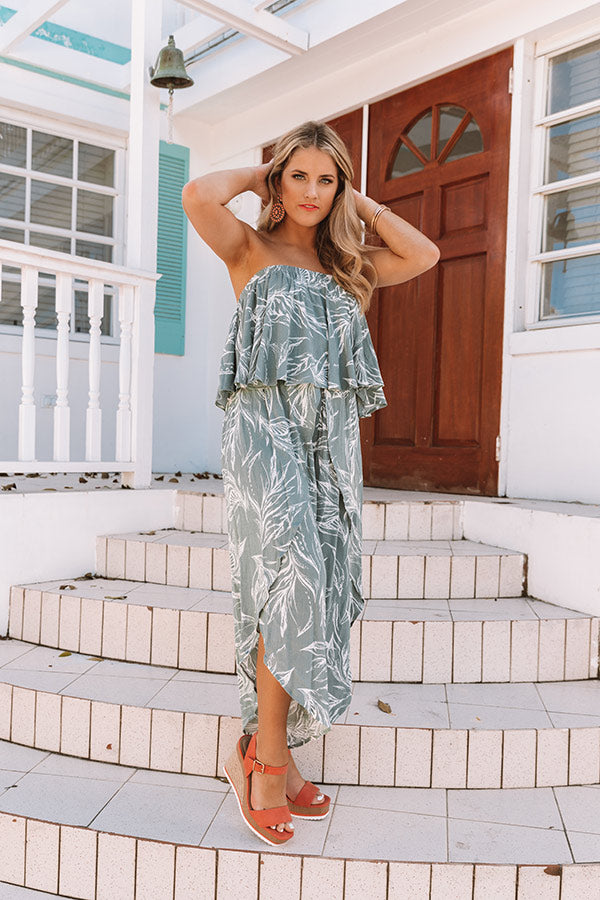 Palms In Paradise Jumpsuit in Dark Sea Glass Image - 1