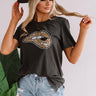 Leopard Lips Distressed Boyfriend Tee In Black Image - 1