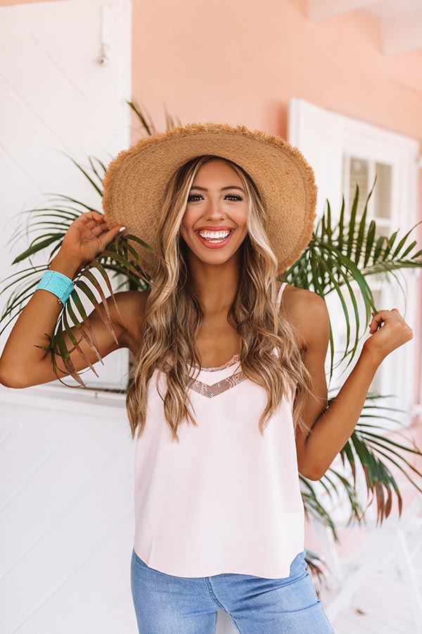 Croissants And Kisses Lace Tank In Baby Pink Image - 2