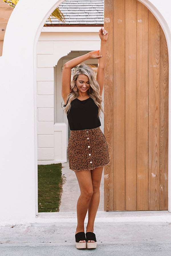 On The Radio Leopard Skirt in Camel Image - 3