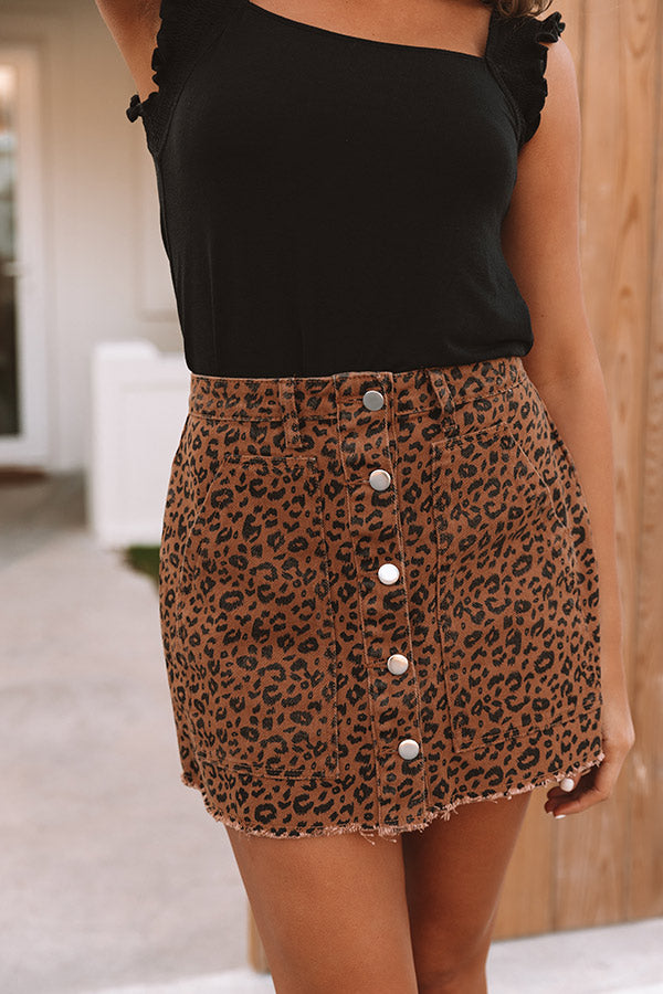 On The Radio Leopard Skirt in Camel Image - 5