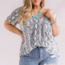 Limelight Lifestyle Snake Print Shift Top In Grey  Curves Image - 1