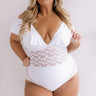 Prosecco Poolside Mesh One Piece Swimsuit in White Curves Image - 1