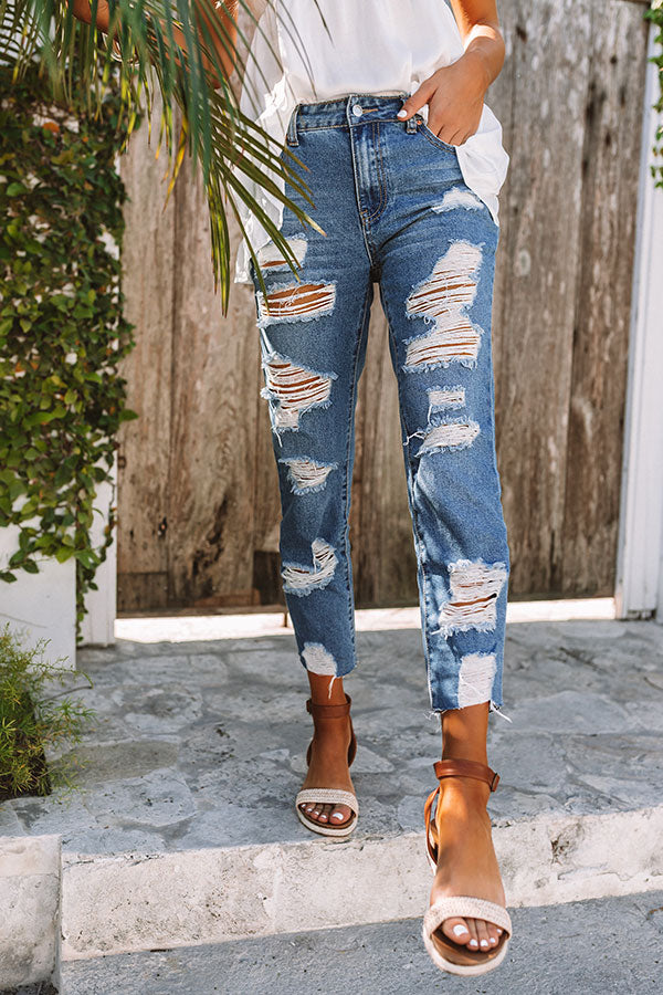 The Leslie High Waist Distressed Relaxed Skinny