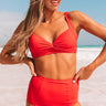 Tanning In Tulum High Waist Bikini Bottom in Red Image - 1