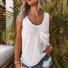 Shoreline Smiles Waffle Knit Tank In White Image - 1