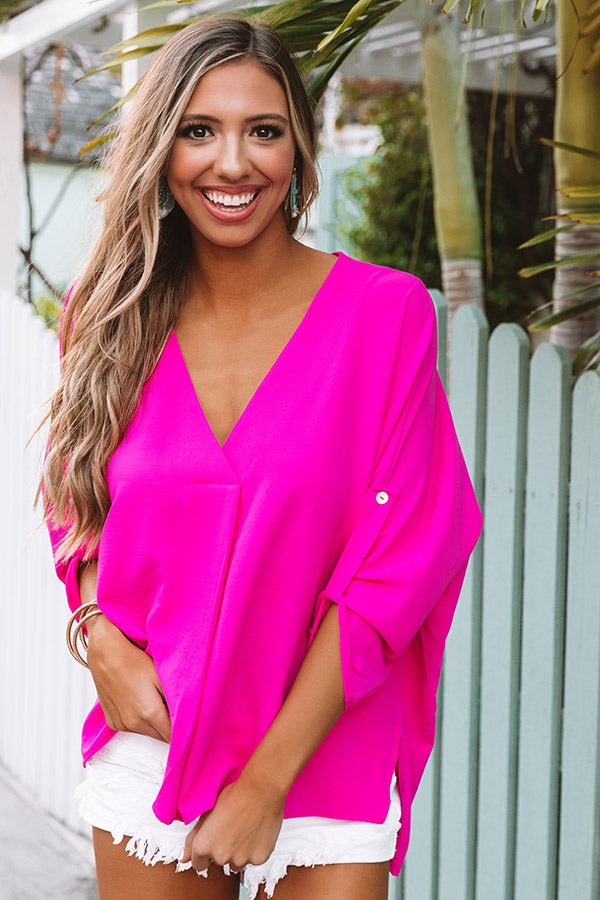 City Sleek Shift Top in Hot Pink Image - 3
