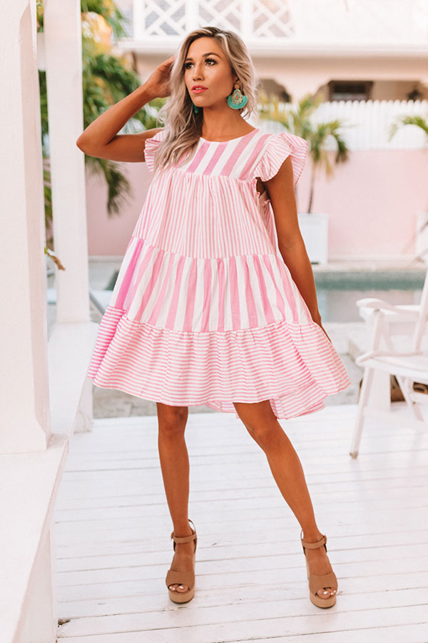 Happiness Forever Stripe Babydoll Dress in Pink Image - 2