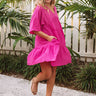 Santorini Swooning Babydoll Dress In Hot Pink Image - 1