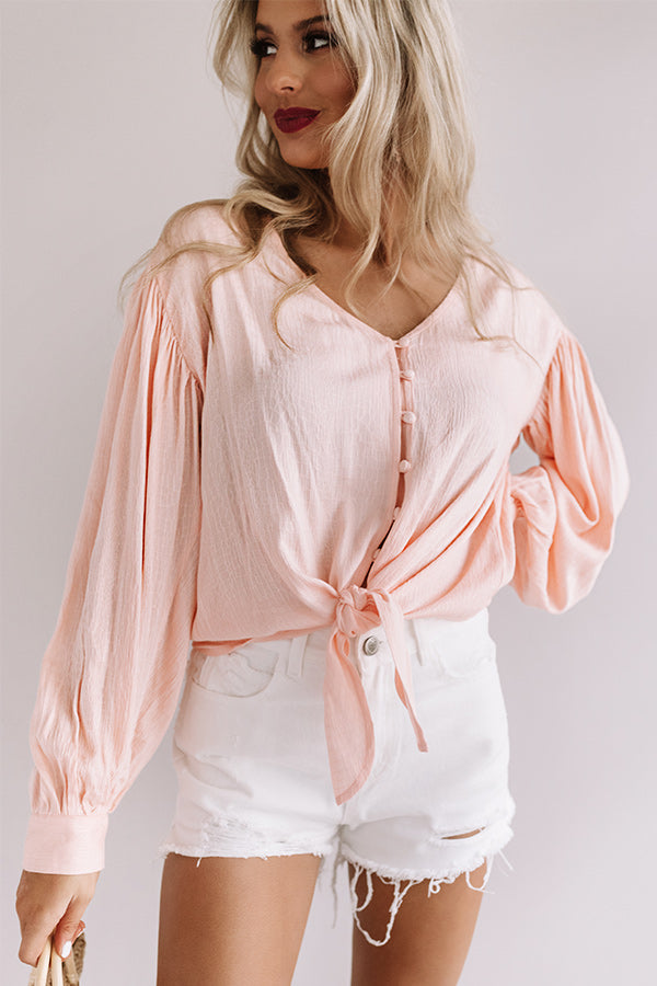 Chic Sentiments Front Tie Top in Peach Image - 1